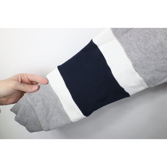 New Adidas Womens XL Spell Out Trefoil Striped Thermal Knit Half Zip Sweatshirt - Picture 8 of 16